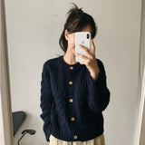 Harajuku Lazy Wind Cardigan Sweater Women Autumn Winter Fashion O-Neck Casual Korean All-match Tops Female Y2k Sweater
