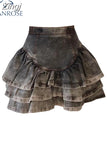 Vintage Short Denim Skirt Women Harajuku Y2k E-girl High Waist Mini Skirt Gothic Punk Loose Cake Skirts New