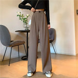 Loose Office Lady Thin Wide Leg Pants Summer High Waist Elastic Women 4XL Casual Korean Straight Trousers