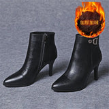toe stiletto boots women's small heels medium heels high heels new autumn winter single boots fashion women's short