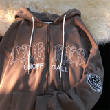 colors sweatshirt college korean style zip up hoodie women ins tops harajuku Y2k clothes kawaii embroidery letter
