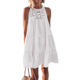 Summer Sleeveless Dresses Casual Sleeveless A-Line Hierarchal Swing Vest Skirt Beach Vacation