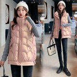 Fashion 2021 New Autumn Winter Short Cotton Vest Women Jacket Glossy Sleeveless Coat Warm Ladies Winter