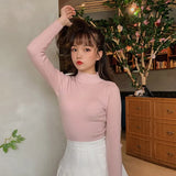 Harajuku Half High Collar Y2k Knitted Sweaters Women Autumn Winter Solid Colors Slim Pullovers Female Casual Korean