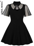 Sleeve Black Retro Vintage Swing Dress Women Aesthetic Robe De Cocktail Vintage Harajuku Elegant 50s 60s Pinup Party