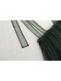 Vintage Ball Gown Dress Women Sleeveless Off Shoulder Suspender Dress Fashion Elegant Gauze Design A-line Mid Long