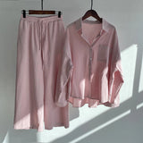 Piece Women's 2022 Cotton Linen Set Retro Oversized Shirt High Waist Wide Leg Pants Set Women Women's Sweatshirt Set