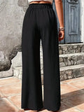 Color Casual Drawstring High Waist