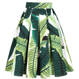 Green Pleated Short Skirts High Waist Cotton Hepburn Style Casual Summer Beach Boho Skater Retro Vintage Party