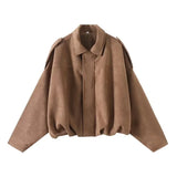 And Winter Women's New Velvet Texture Effect Pilot Long-Sleeved Jacket