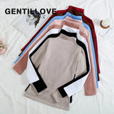 Plus Velvet Long Sleeve Women T Shirt Pullover Bottoming Tops Solid Sweater Slim Autumn Winter Mock Neck Basic