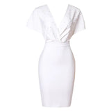 New Elegant Bandages Dress Women Sexy Beading Bodycon Clothes Celebrity Party Evening