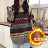 Women Vintage Loose Casual Sweaters Geometric Female Harajuku Korean Fashion Womens Striped Sweater Streetwear