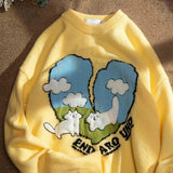 Outerwear Sweaters women Knitted Heart Cat Cloud Casual Harajuku Streetwear Jumpers Hip Hop Loose Sweater Tops
