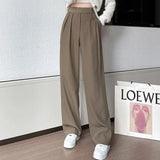 Fashion Black Design Tailored Trousers Women Loose Casual High Waist Pants Korean Street Lady Draped Trousers