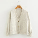 Autumn Cardigan Single Breasted Green Pink Yellow Short Women Long Sleeve Loose Caridgan Female Knitted Jacket