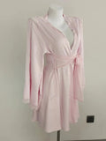 New Ice Silk Lotus Leaf Side Broad Sleeves Bathrobe New Lady Sexy Lace With Coat Morning