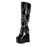 Y2k Metal Chain Punk Gothic Coarse High With Large Size 44 Female High Barrel And Knee