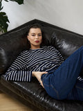 Spring And Summer New Striped T-Shirt Women Simple Leisure Loose Thin Sleeve Long-Sleeved