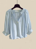 Outfits For Women 2023 Korean Casual V Neck Solid Blouse+irregular Mesh Patchwork Skirt Two Pieces Set Women Clothing