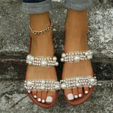 sandals summer large size one-line flat casual beach slippers women's shoes slippers