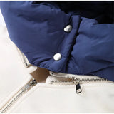 Removable Puffer Hoddie Patchwork Zipper Jacket- Outfit
