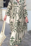 Dresses Women Summer Long Sleeve Pleated Boho Print Dress Ladies Fashion Vintage Boho Beach Maxi Dresses