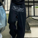 Popular Vintage Letter Embroidered Jeans Men Y2K New Harajuku Punk Rock Wide-Leg Pants Couple Casual Loose Traf Jeans