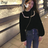 Women Lace Sweet Retro Classy Tops French Version Stand Collar Streetwear Kawaii Ladies Elegant Design Blusa
