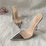 PVC pointed toe 12cm high heel Slingback high-heeled shoes women's shoes party wedding 10cm 8cm SJ020