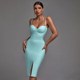 Midi Bandage Dress 2022 New Women Bandage Dress Bodycon High Quality Elegant Sexy Evening Club Party Dress Summer