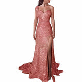 Banquet Temperament Sexy One-shoulder Long Gilding
