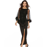 see through black Sequin maxi summer dress women elegant mesh party dress Split bodycon long dress cocktail evening