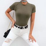 Basic Black White Bodysuit Women Summer Short Sleeve Woman Body Top Cotton Bodycon Jumpsuit Romper Ladies