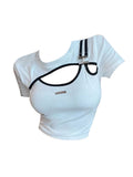 Summer Slim White Tee Tops Streetwear Gothic Harajuku Women's Hollow Out T-shirt Women Vintage Crop Top Y2K T