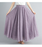 Women's Literature And Art Large Cotton Tamples Skirt Tight Waist A-Shaped Skirt Long Solid National Style Skirt 24