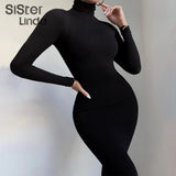 Fashion Casual Black Workout Bodycon Jumpsuits Women Rompers Long Sleeve Sporty One Piece Active Wear Jumpsuit