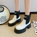 England Style High Street Retro 2022 Spring And Autumn Cowhide Chelsea Boots Women Casual