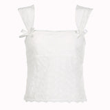 Embroidered Bow Lace Stitching Tank TopOutfit