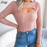 Women's sweater vintage Twist Knit Pullover Famale Clothing korean fashion Sweater Hollow Out Full Winter Tops 2022