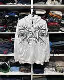 Skeleton Zipper Hoodie 90S Vintage Pattern Print Zipper Top Tap