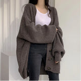 Preppy Solid Color V Neck Baggy CardiganOutfit