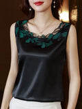 Womens Tops Satin Blouses for Women Women's Vest Lace Sleeveless Tank Top Floral Elegant Blouse Silk Women Clothing Ladies