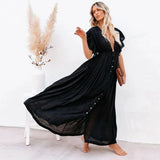 Women Swimsuit Cover Ups Mandarin Sleeve Kaftan Beach Tunic Dress Robe De Plage Solid White Pareo Beach