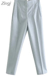 Women's Pants Beige Pencil High Waist Pants For Women Office Casual Elegant Woman Trousers Fashion Streetwear Summer
