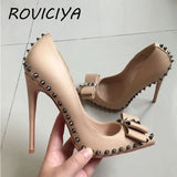 brand 12cm high heels pointed toe sexy shallow women's shoes with rivet party evening shoes MD034