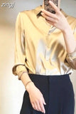Sleeve Satin Blouse Women 2023 Solid Office Button Silk Shirt Woman Casual Loose Fashion Blouses Women Elegant Blusas