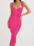 Bandage Dress Rose Red Strap Bodycon Dress For Women V-neck Summer Elegant Celebrity Evening Club Party Dresses Outfit