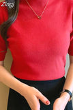 Short Sleeve Solid Summer 2023 New Tank Top Women Knitwear Half High Collar Spring Bottoming Shirt Thin Knit Vest