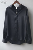 2023 Women Clothing Silk Shirt Vintage Blouse Women Sheer Top Women Long Sleeve Dress Shirt Loose Blouse Woman
